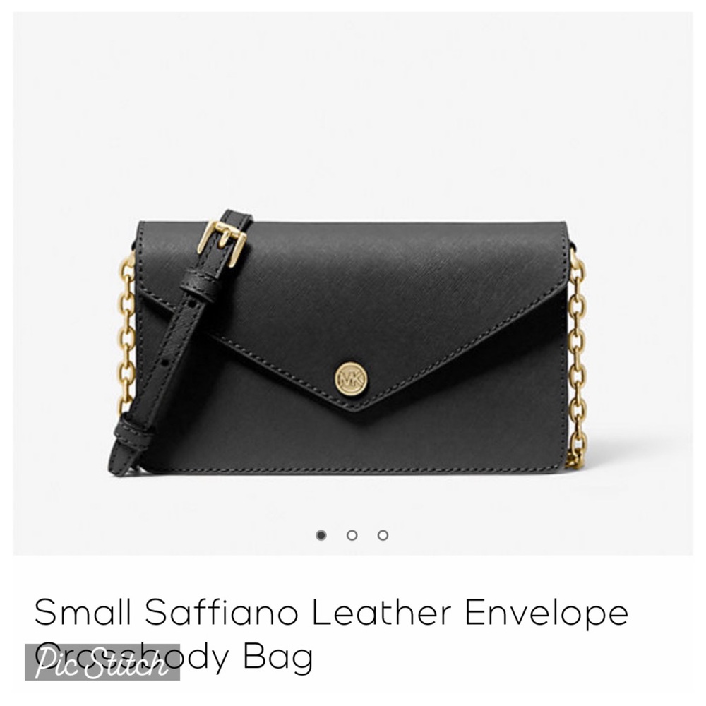 Small Saffiano Leather Envelope cross body purse-clutch-NWT!- Black